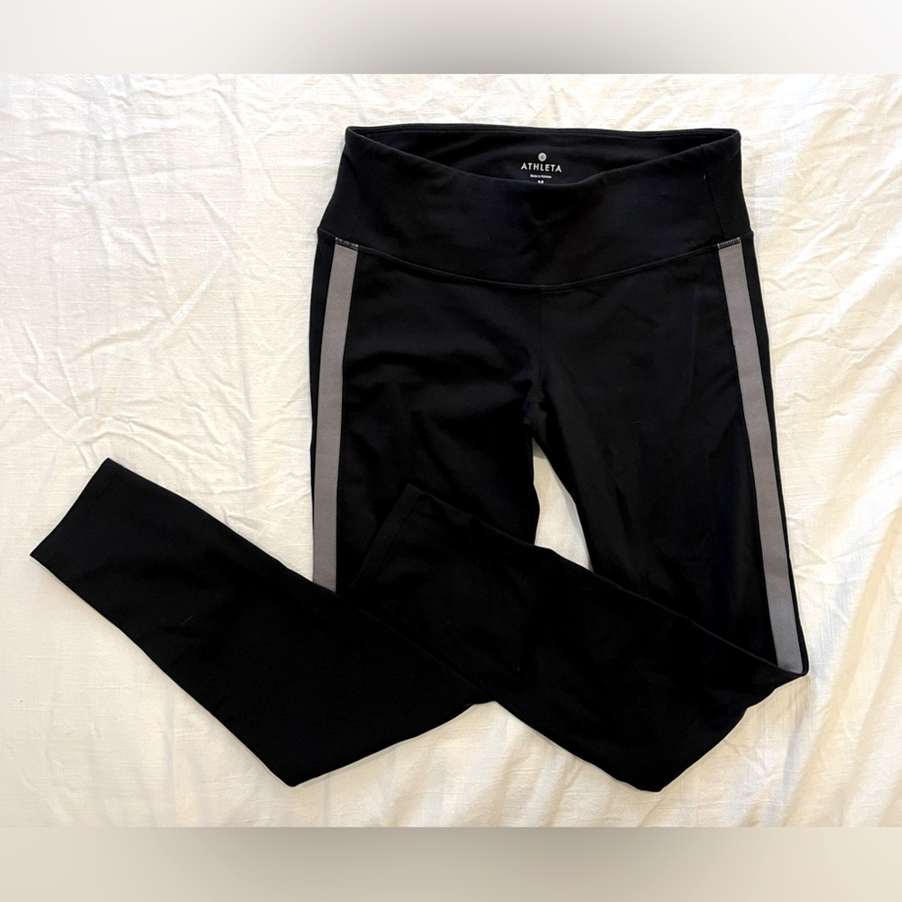Athleta brand leggings - black with silver reflective stripe